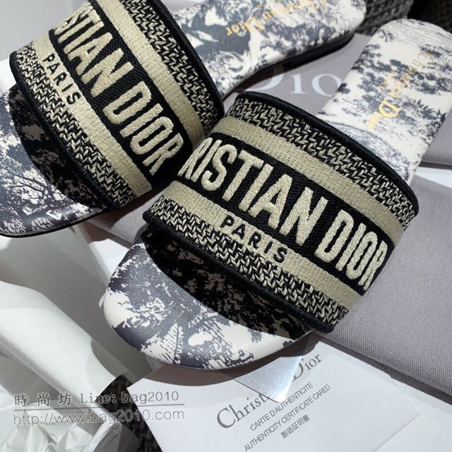 DIOR女鞋 迪奧2021專櫃新款磨砂新大底涼拖 Dior一字型刺繡平拖  naq1501